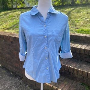 Old Navy Medium Blue 3/4 Sleeve Button Down Shirt